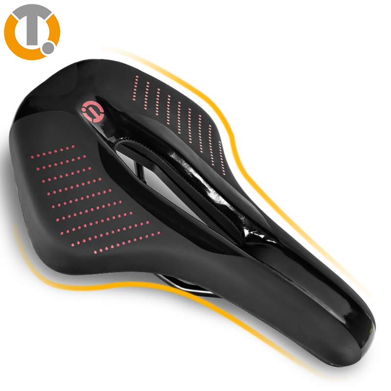 ESLNF PU leather Bike Saddle Comfortable Sponge Cushion for Mountain Bike Breathable Ultralight Road Bike Seat Anti-slip surface Soft Folding Bike Seat Cycling Racing Saddle