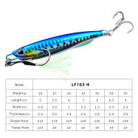 PROBEROS 1PCS Luminous Metal Jig Fishing Lure 10g 15g 20g 30g 40g 50g 60g Slow Jigging Sinking Lure Long Casting Artificial Hard Bait Fishing Tool LF102