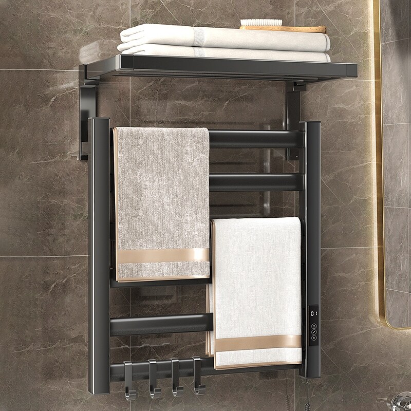 Gambar Electric household bathroom towel rack from punching heating drying shelf bathroom towel rack wall hang