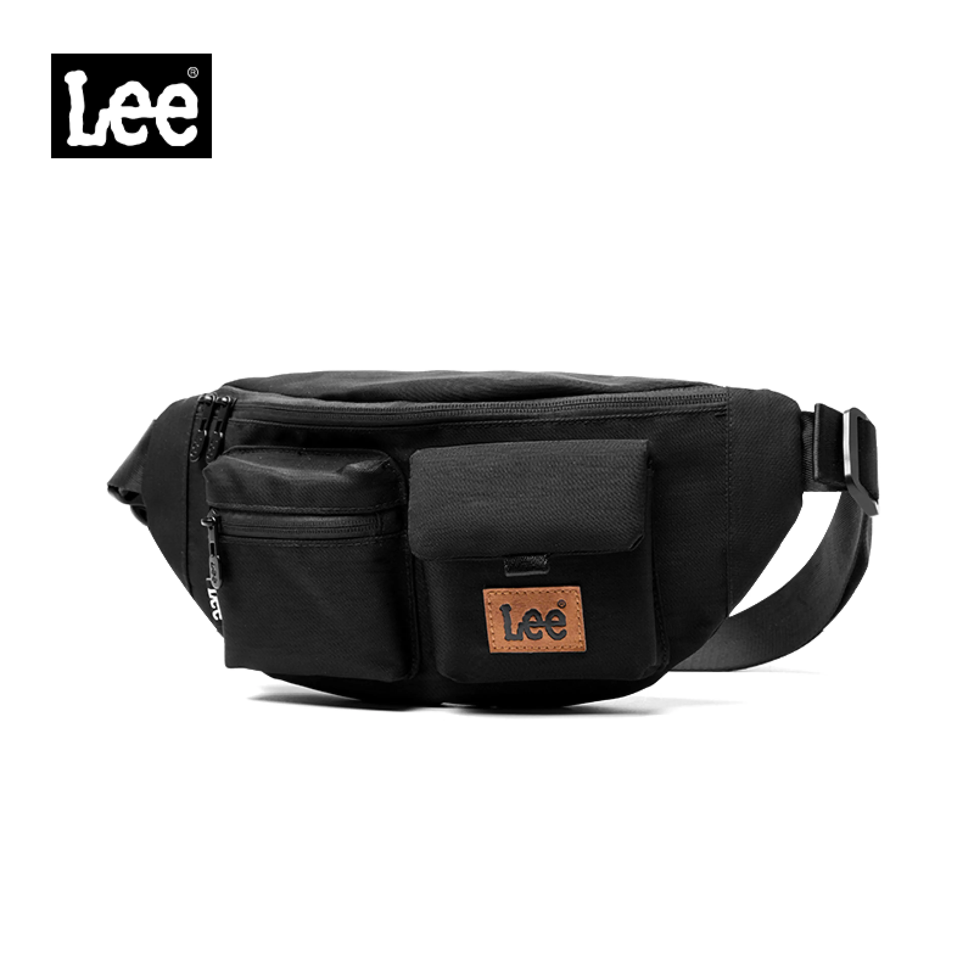 LEE Black Side Fanny Pack For Man Style Oxford Fabric Crossbody Bag For School College Student Chest Bags For Men Original