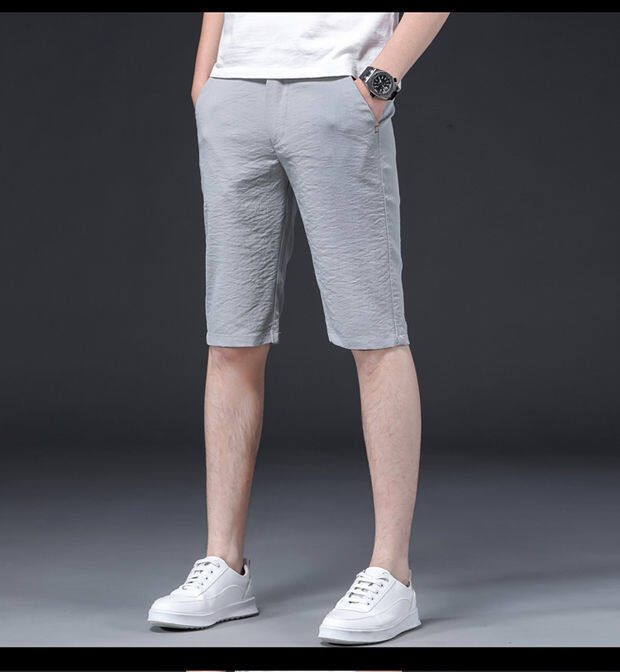 Summer ice silk thin five-point sports casual shorts cropped trousers for men latest Korean style trendy loose all-match
