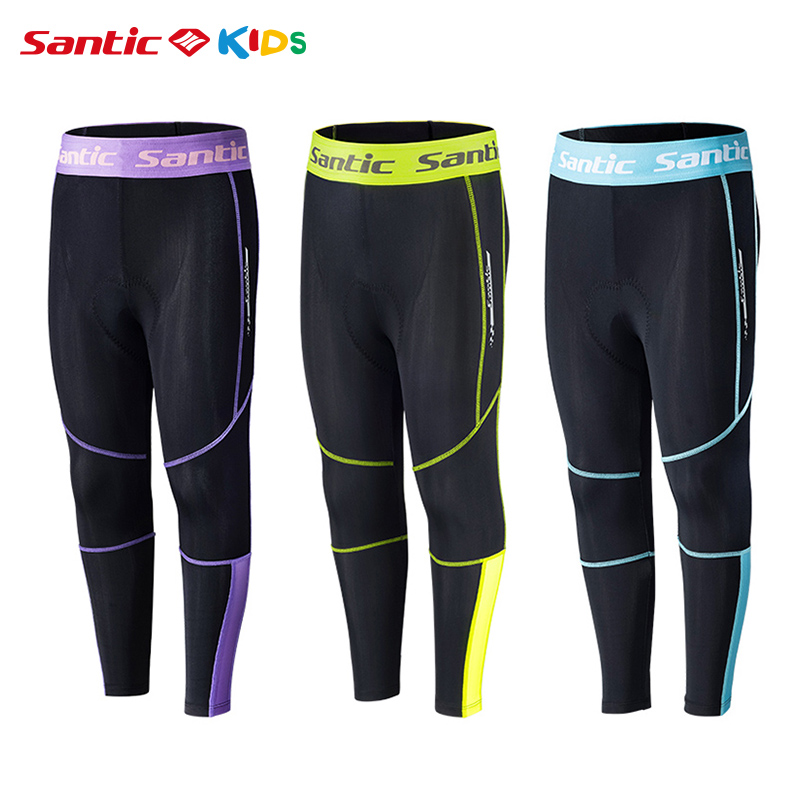 Santic Quần xe đạp trẻ em Unisex Kid bicyle quần dài 4D Padding thể thao ngoài trời Quần đạp xe thoáng khí 1et04005