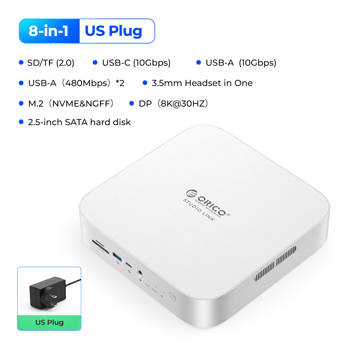 ORICO M.2 NVMe Sata 2.5inch SATA bao vây Loại-C trạm nối cho M2 M3 mini Studio usb3.2 Gen2 SD/TF