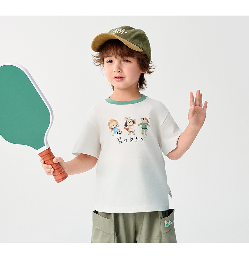 balabala Boy Pure Cotton Short Sleeve T-Shirt Baby Clothes Summer Short Sleeve Top For Infants Toddlers · v5