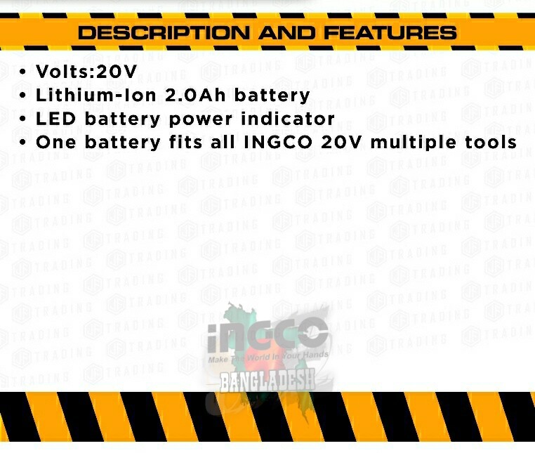 Lithium-ion Battery Pack 20v Ingco fbli20011