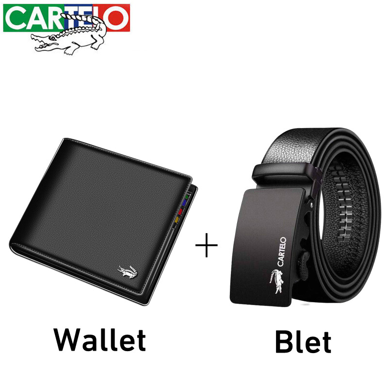 Cartelo ví da thật mới + blet ví nam ngắn ví thời trang thường ngày ngang hợp thời trang ví nam cho nam