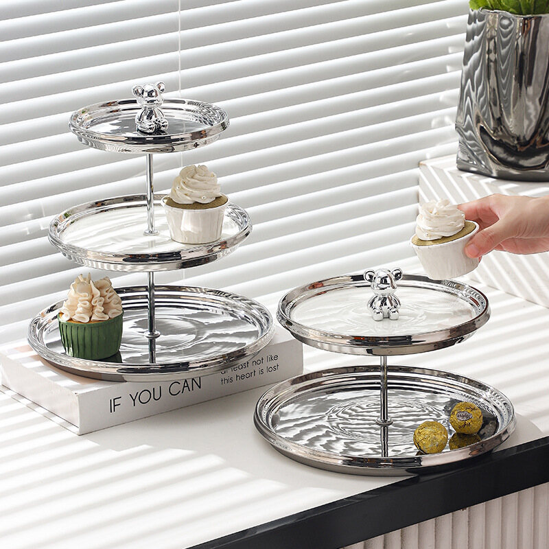 Gambar Ins Simple Ceramic Multi layer Dish String Dish Dessert Plate Cake Dessert Stand Creative Afternoon Tea Hotel Multi layer Fruit Plate
