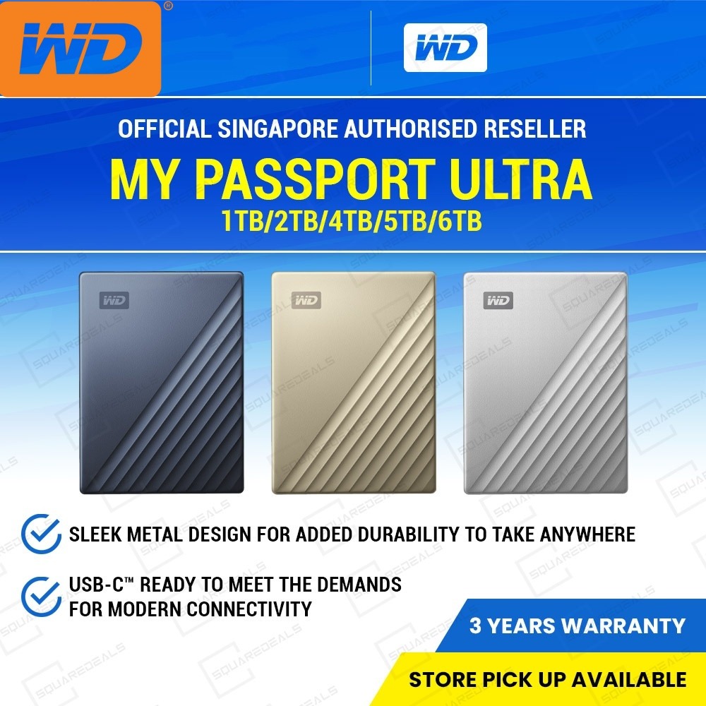 WD Digital Western Passport Ultra 1TB / 2TB / 4TB / 5TB / 6TB USB C Portable hard drive My Passport ราคา 3,534 บาท*ส่งฟรี