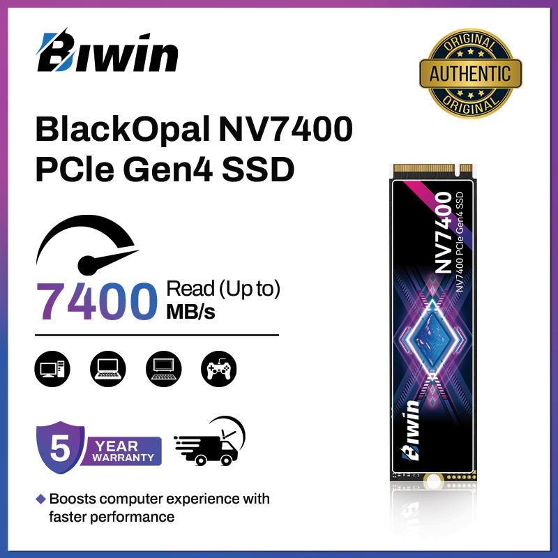 BIWIN Black Opal NV7400 512GB 1TB 2TB 4TB SSD Gen4x4, Read Speed up to 7450MB/s, NVMe M.2 2280 PCIe 4.0 Internal PC Solid State Drive for Laptop/Desktop/PS5