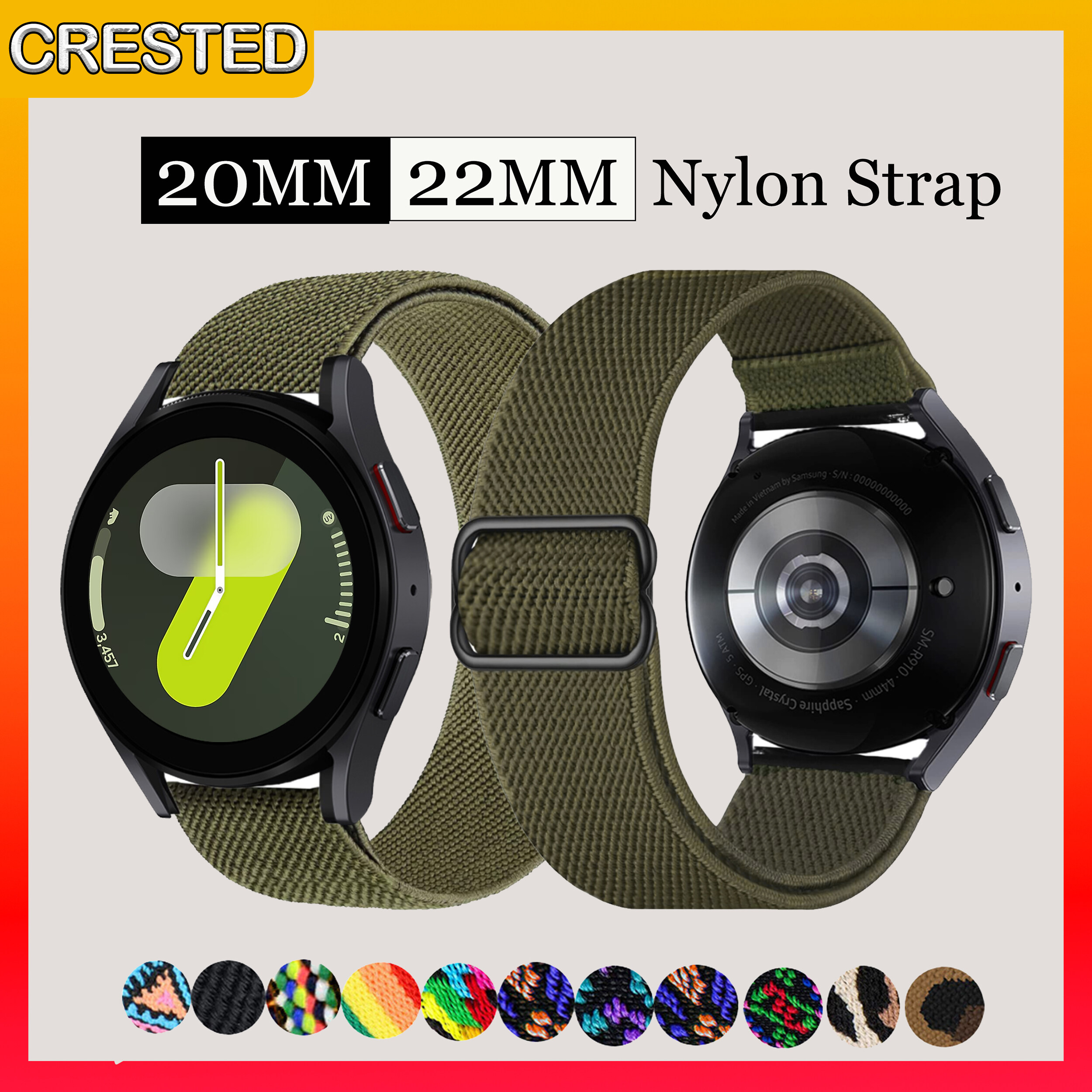 Dây đeo 20mm cho Samsung Galaxy Watch FE/7/6/5/4 40mm 44mm/Galaxy Watch 6 Classic 43mm 47mm/4 Classic 42mm 46mm, Dây đeo nylon 22mm cho Huawei GT 2/3/4 cho Amazfit Watch Balance/Bip 5/GTR 2/3/4