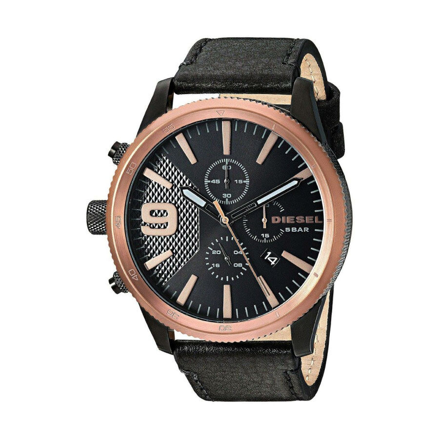 Official Warranty] Diesel DZ4445 Men's Rasp Chronograph Black Dial Black  Leather Strap Watch (watch for men / jam tangan lelaki / diesel watch for  men / diesel watch / men watch) | Lazada