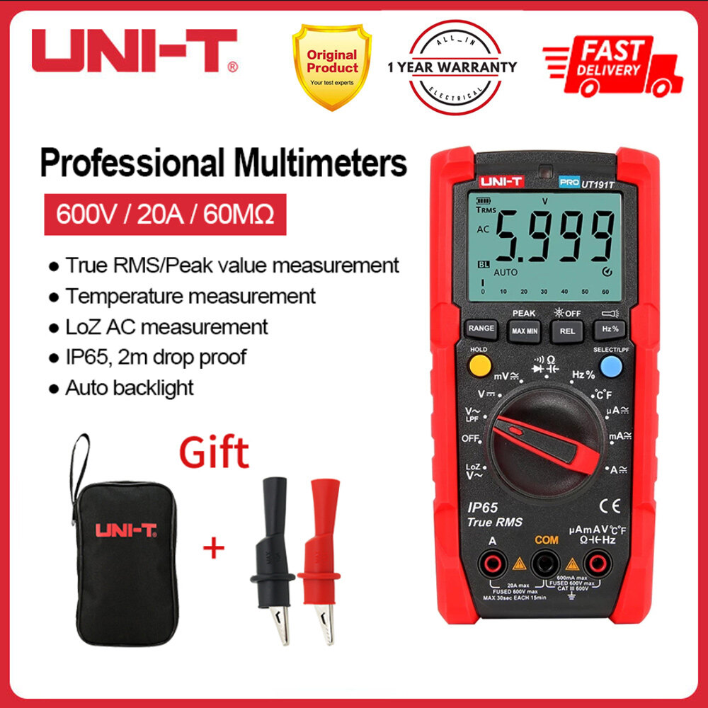 【Hàng Có Sẵn】 UNI-T Đồng Hồ Vạn Năng Kỹ Thuật Số Chuyên Nghiệp UT191E UT191T Đồng Hồ Đo Dòng Điện Áp True RMS ACV AC DC Máy Kiểm Tra Điện Trở Điện Dung
