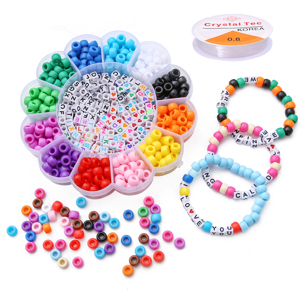 Beads Set 6000 Pieces DIY Beads Kit; 28 Different Types & 4 Color Strings for Jewelry Necklace Making Friendship Bracelet Making and Valentines Day Children Arts & Crafts Beads by JOYIN 