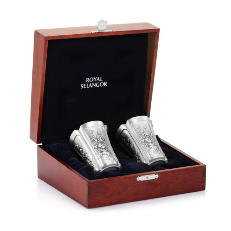 Gambar Royal Selangor Four Seasons Collection Pewter Beakers (Pair) in Wooden Gift Box Gift