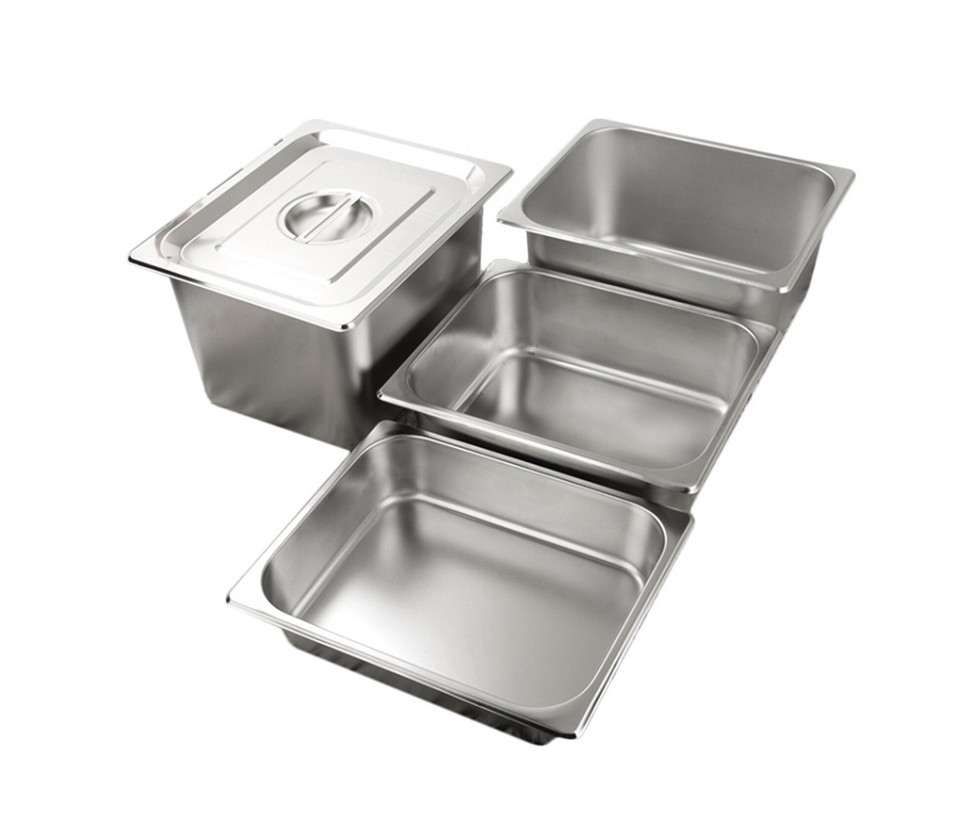 Gambar Square pots Gastronorm Pan Kitchen stainless steel 1 2 milk tea shop Food pan canteen Chafing Buffet dining hall Pan Containers,With Lid,0.6 mm Thickness American Style