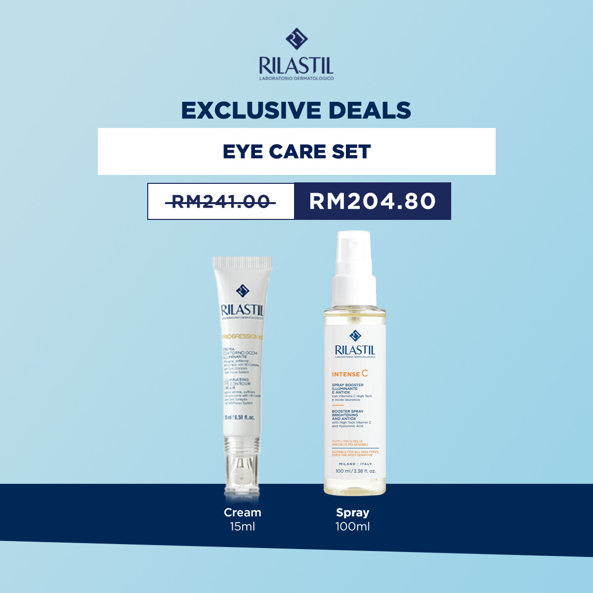 Gambar Rilastil Eye Care Set ( Progression HD Illuminating Eye Contour Cream for Anti Wrinkle Dark Circle + Aqua Intense Spray)