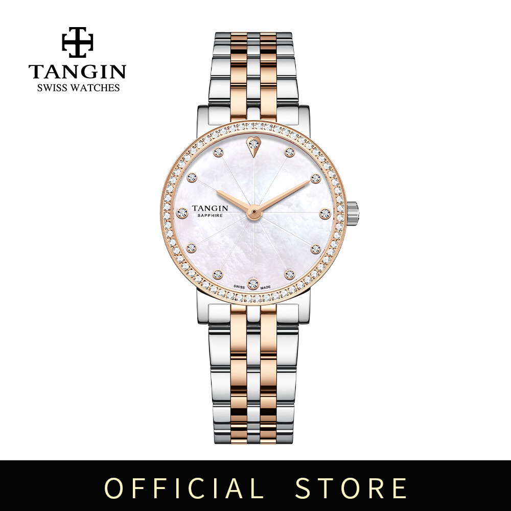 TANGIN Swiss Made Quartz Watches for Women Waterproof Stainless Steel Band Luxury Diamond Ladies Wrist Watch ราคา 14,044 บาท*ส่งฟรี