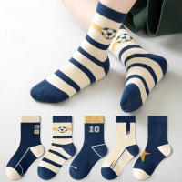 Denoswim 5 đôi vớ học sinh Thể Thao Nam thanh thiếu niên loạt bóng đá vớ trẻ em cho trẻ em vớ cao đến giữa bắp chân cotton thoáng khí 0-14y