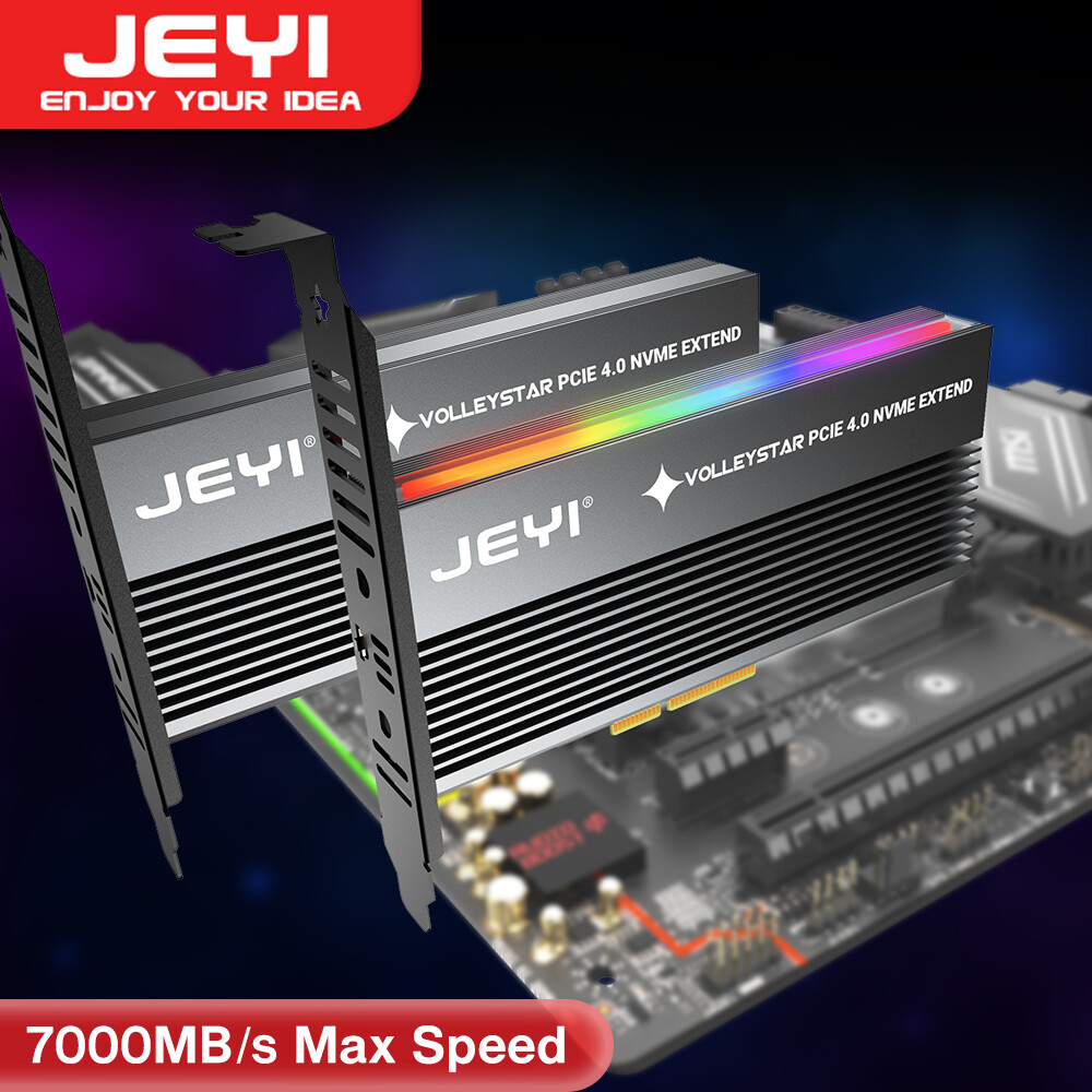 Jeyi volleystar pcie để nvme adapter với hợp kim nhôm tản nhiệt, m.2 rgb pcie thẻ 4.0 với 1/2u tiêu chuẩn thấp khung hồ sơ