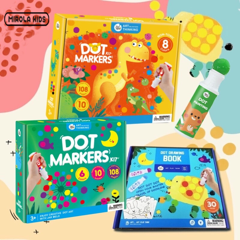 MIROLA KIDS có thể giặt Dot Markers cho kids12 Màu sắc Dot sơn với 108 PDF & 20 hoạt động thể chất giấy tờ không độc hại Bingo daubers