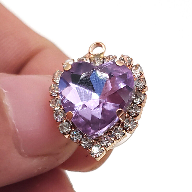 Fashion 1PCS Silver Metal Heart-shaped Color Rhinestone DIY Shoe Charms Decorate Button Shiny Accessories For Women Girls Party Beautiful Gifts - 8