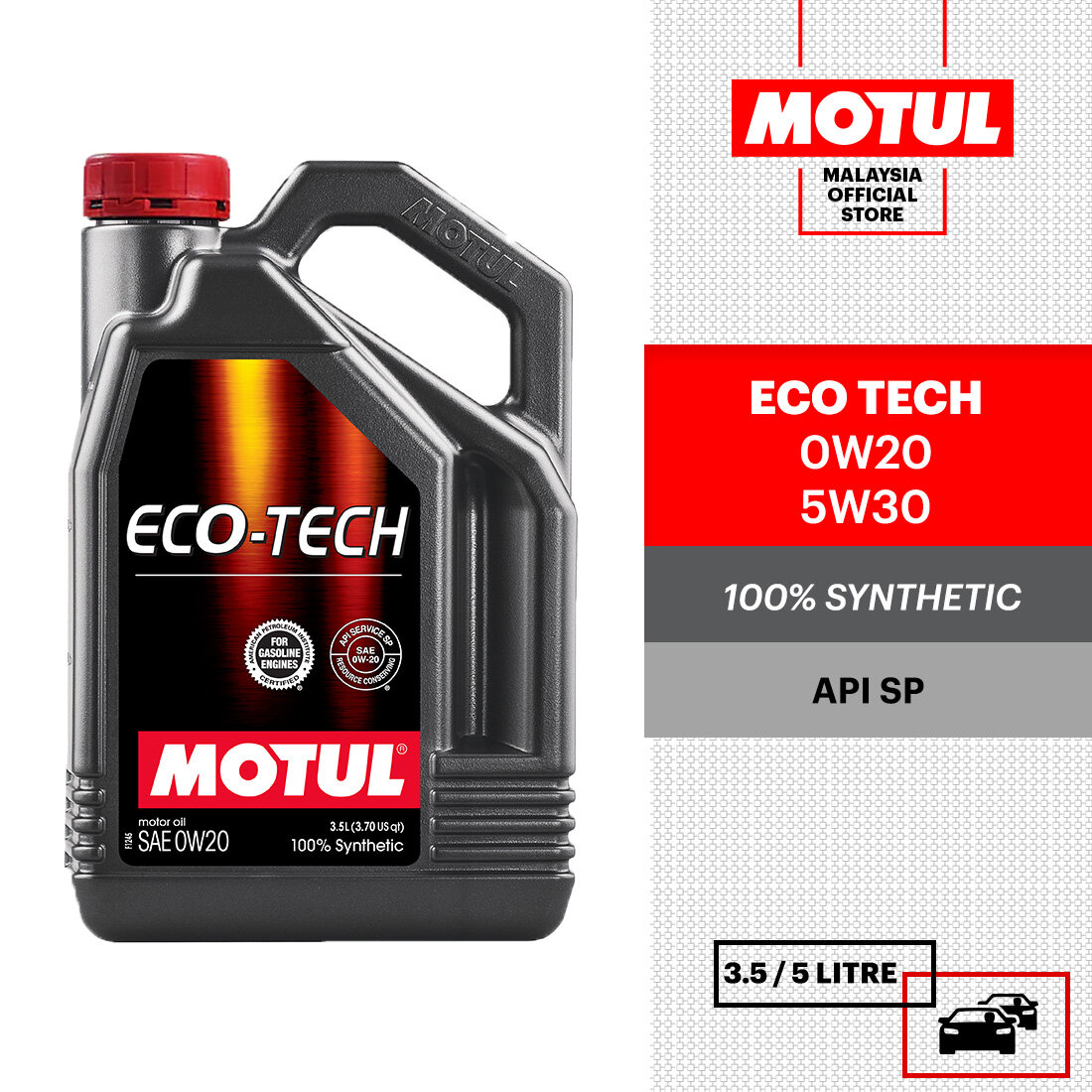 MOTUL H-TECH 100 PLUS 0W20 4L 100% Synthetic SP Engine Oil High