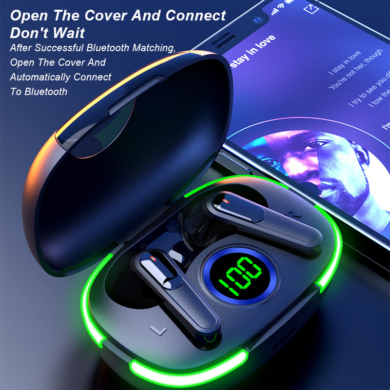 Écouteurs stéréo sans fil HI-FI Bluetooth 5.1 Affichage de puissance LED TWS Écouteurs Appel clair IPX4 Écouteurs étanches avec microphone intra-auriculaire confortables_voghion.com