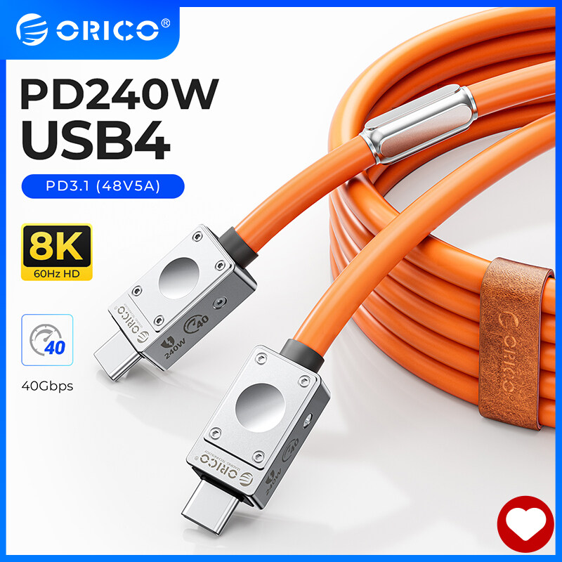 ORICO 40Gbps Cáp 2M, Hỗ Trợ 8K Hiển Thị/20Gbps Truyền Dữ Liệu/240W Sạc USB C Đến USB C Cáp, Cho Type