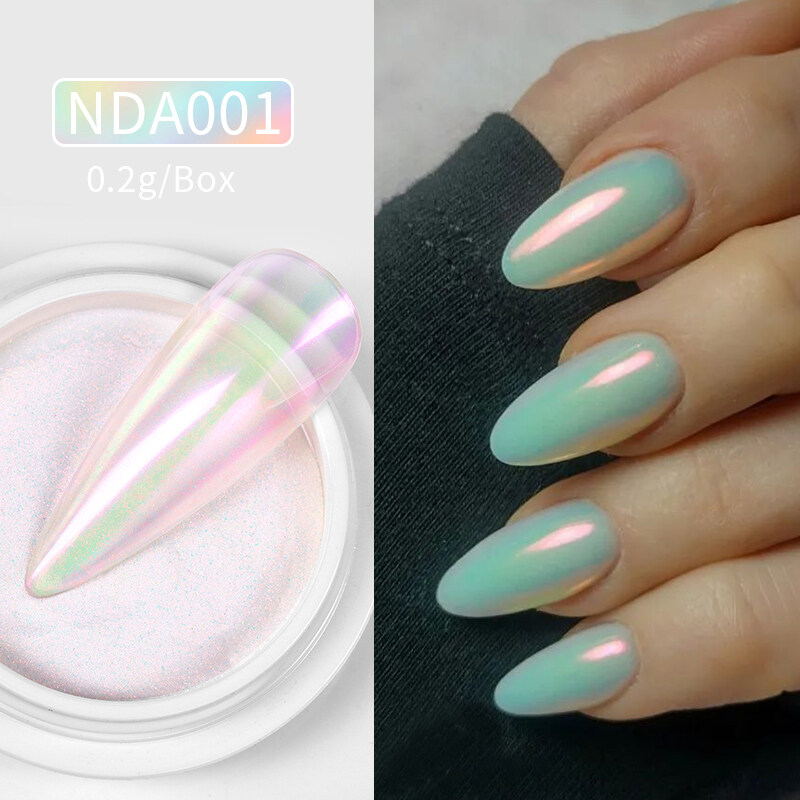Ur Đường Nicole Diary Aurora bột móng tay Ice Nail Trong Suốt Sắc Tố Bụi Chrome vỏ ngọc trai hiệu ứn