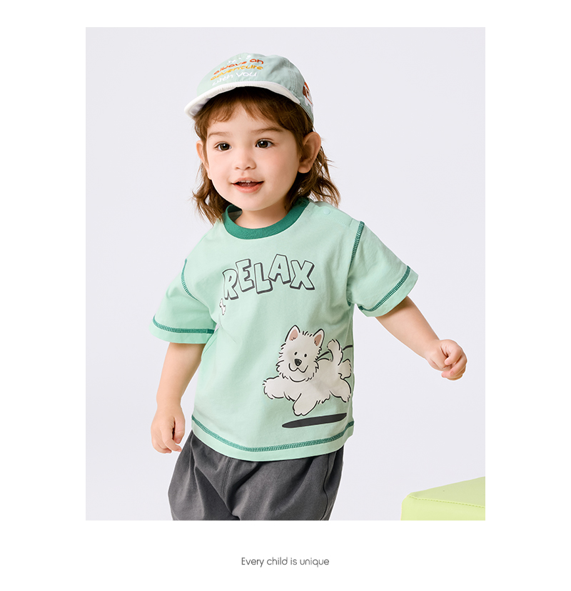 balabala Baby Inner Wear Infant T-Shirt Boy Short Sleeve Girl Top 2025 New Summer Loose Fashion · v3