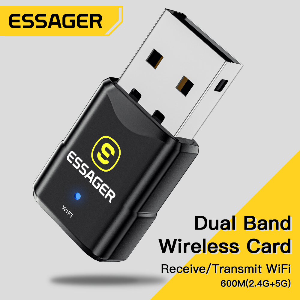 Essager card mạng không dây băng tần kép usb 600m bộ thu phát wifi usb băng tần kép 2.4g/5g