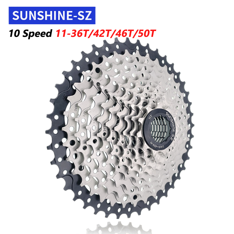 Ánh nắng mặt trời mtb cassette 10 tốc độ 36/40/42/46/50t xe đạp núi freewheel bánh xích xe đạp cho shimano sram