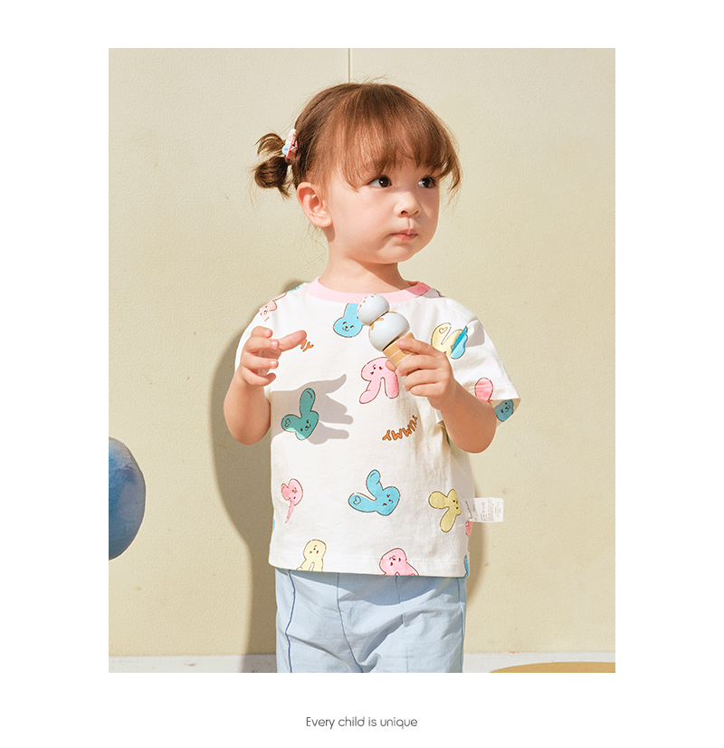 バラバラ ベビーTシャツ 半袖 肌に優しいトップス 男の子 女の子 2025年新作 夏 快適 かわいい
