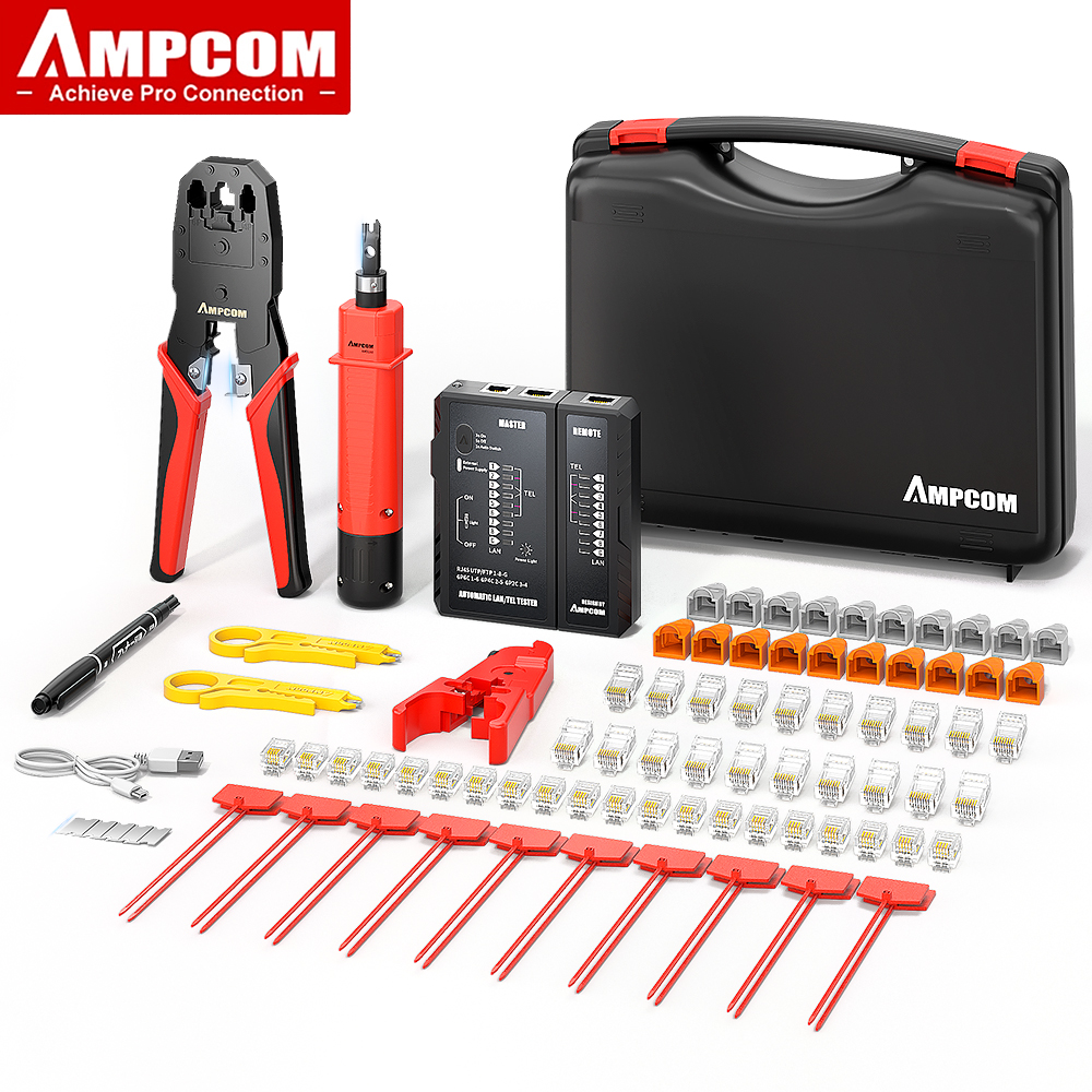 AMPCOM Network Tool Kit, 12 In 1 Professional Portable Ethernet Computer Maintenance LAN Cable Tester Repair Set ราคา 968 บาท*ส่งฟรี