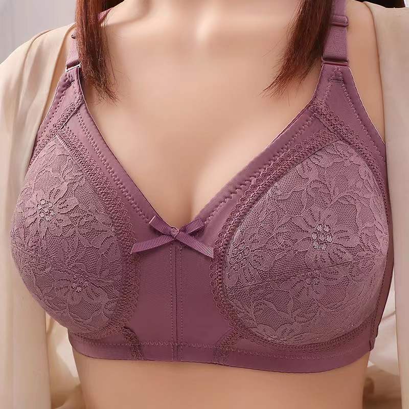 Big Size Bra 38-46 Cup C D Plus Size Full Cup No Foam Soft Lace Bras Wireless Push Up Bra Bralette - Image 4