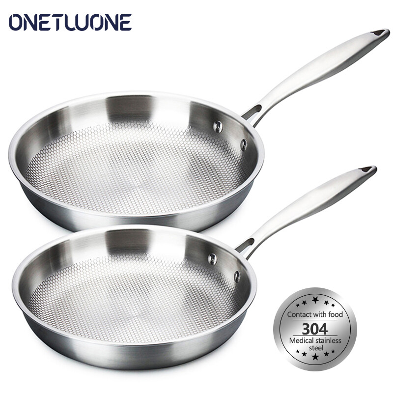Onetwone 28/30cm frying pan 304 stainless steel woks non-stick frying pot Cooking wok Induction Gas cookware with long handle ราคา 859 บาท*ส่งฟรี