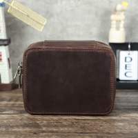 CONTACTS FAMILY Vintage Cowhide Leather Jewellry Box Travel Portable Case Storage for Necklaces Rings Cufflinks Bracelets Comes with Mirror Free Engraving