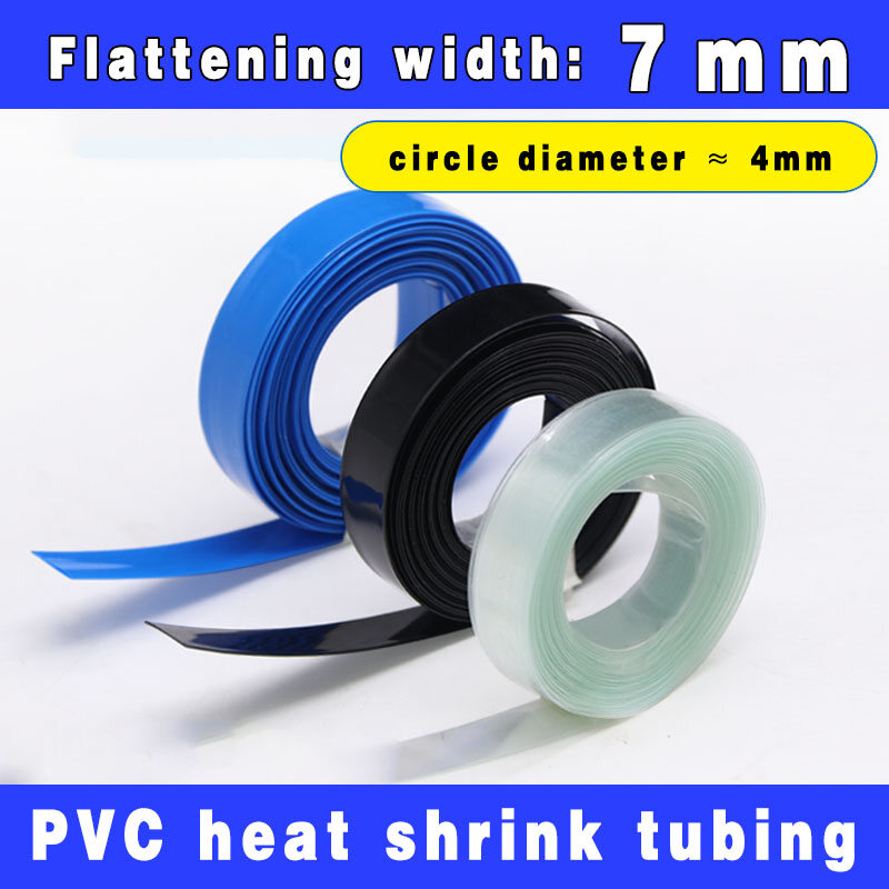 Rộng 7mm, đường kính 4mm, ống co nhiệt PVC, tụ điện, ống bọc pin, màng co, nhiều màu tùy chọn