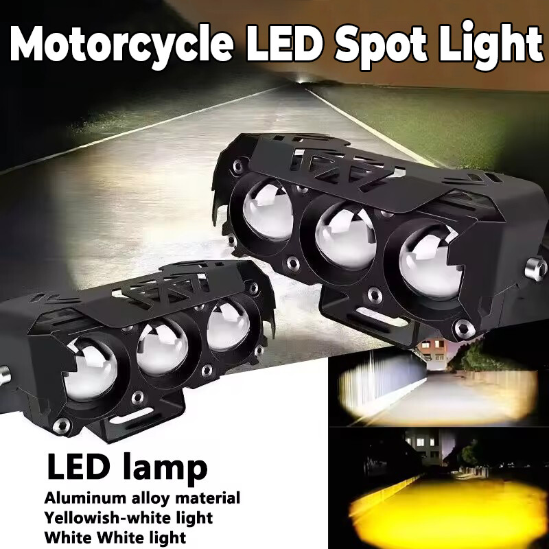 Xe máy Đèn LED chiếu điểm hai màu HI/chùm sáng thấp đèn phá sương mù cho Xe Xe tải SUV UTV 12V 24V Ống kính mini đèn pha đèn lái xe