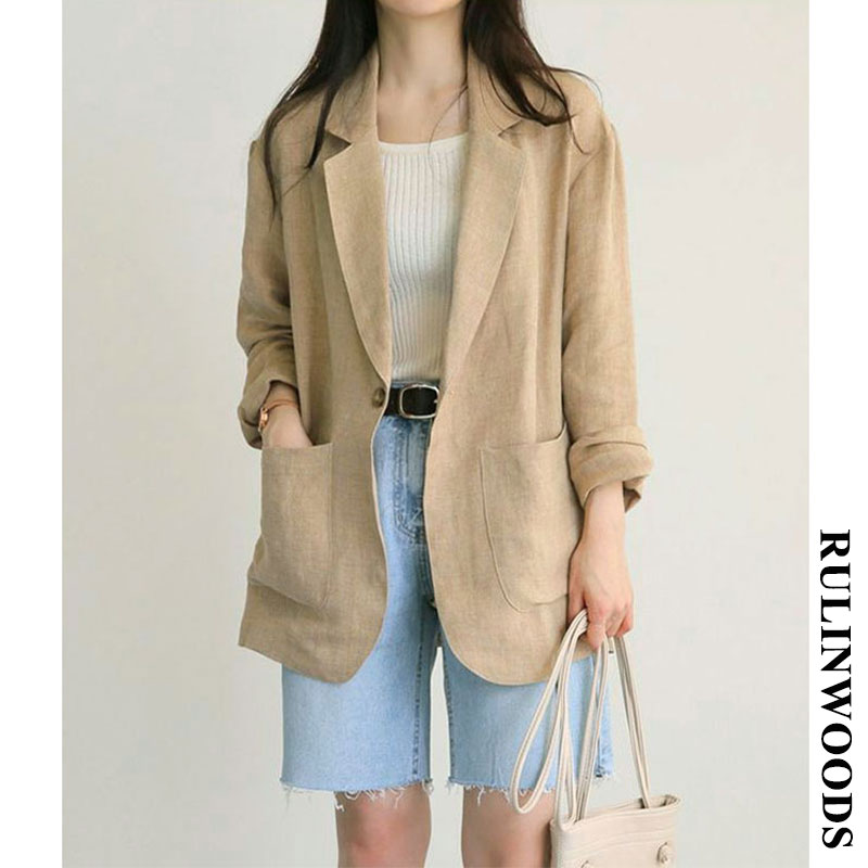 Chicchic women's linen blazer breathable jacket