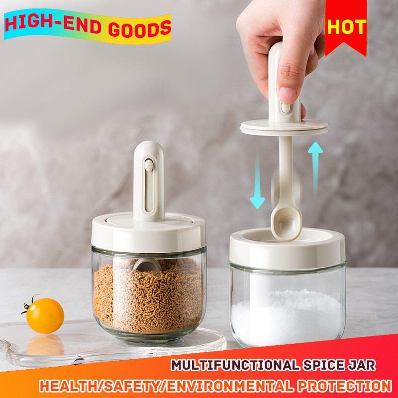 Gambar ?100% Quality Assurance?  Seasoning Box Household Kitchen Japanese style Glass With Lid Msg Seasoning Bottle Sealed Black Pepper Grains Quantitative Moisture proof Salt Shaker
