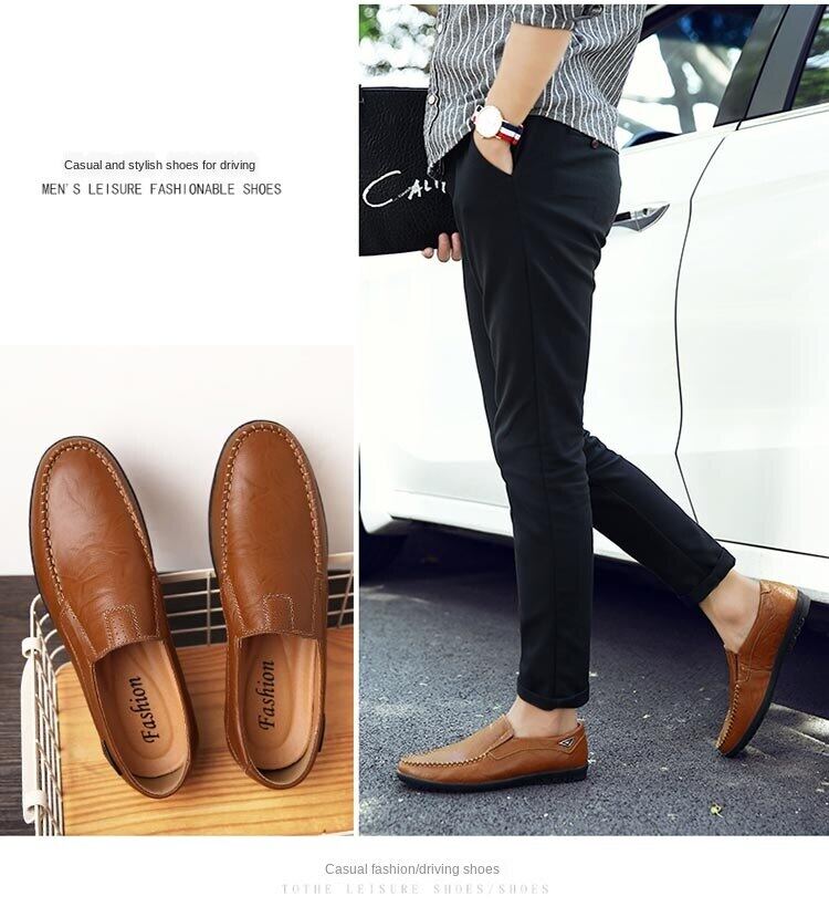 Qiao Lehu [real leather] soft-soled men's shoes breathable autumn and winter men's casual leather shoes plus velvet peas shoes men