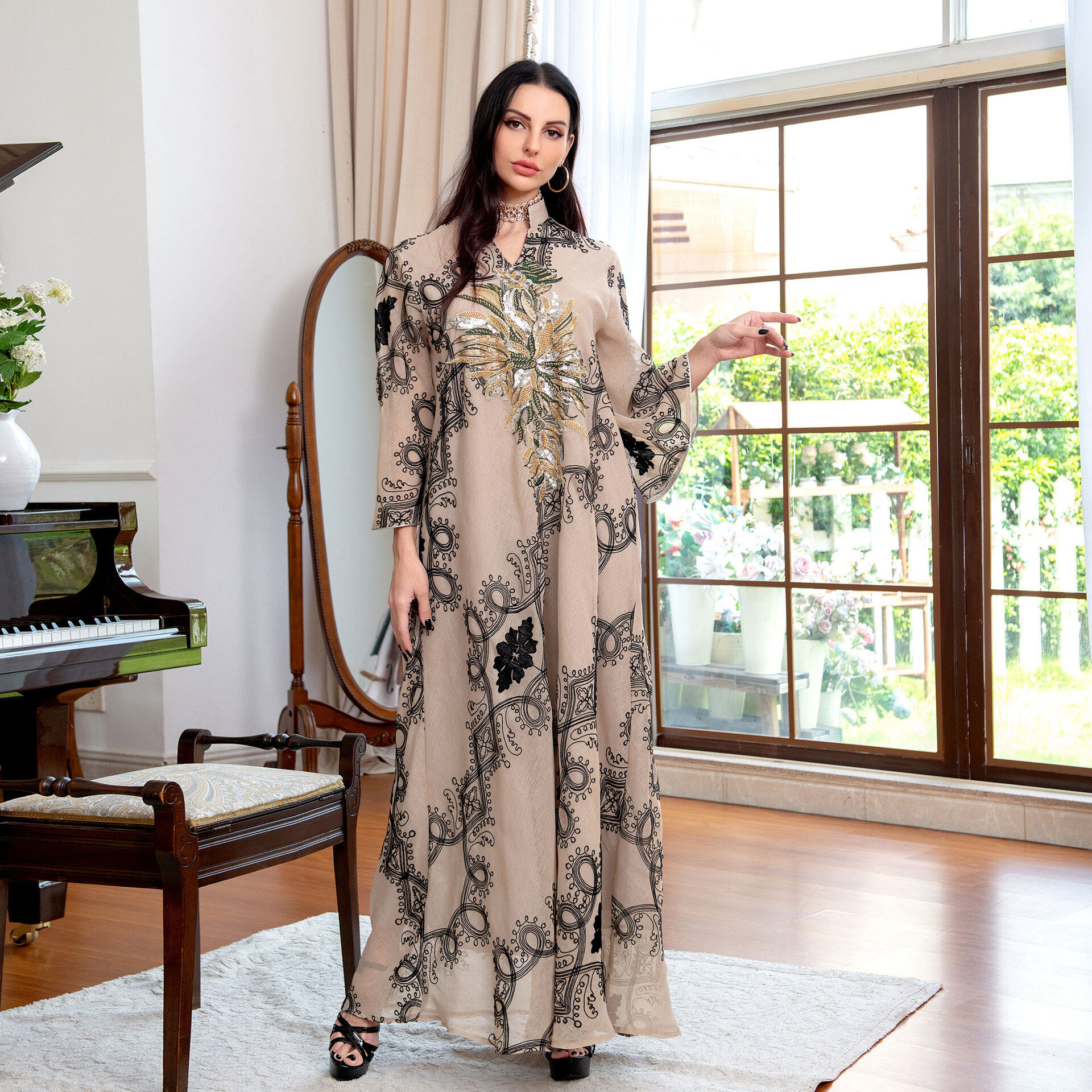 green emerald velvet dress Glitter A-line Sequins Prom Dress,Muslim Dress Y7000 – Simplepromdress