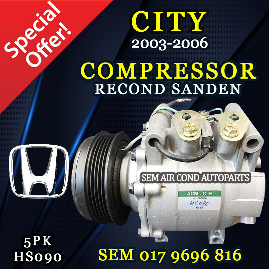 HONDA CITY 2009-2013 YEAR TMO TRSE07 5PK RECOND SANDEN COMPRESSOR/  KOMPRESOR (CAR AIRCOND SYSTEM)