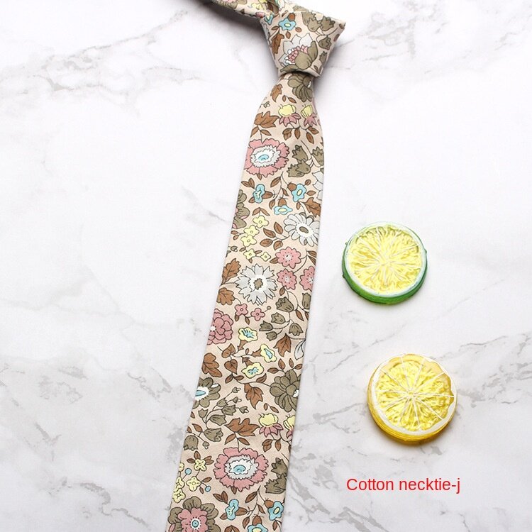 cà vạt cotton thời thượng cổ điển 7cm họa tiết hoa thường ngày 10