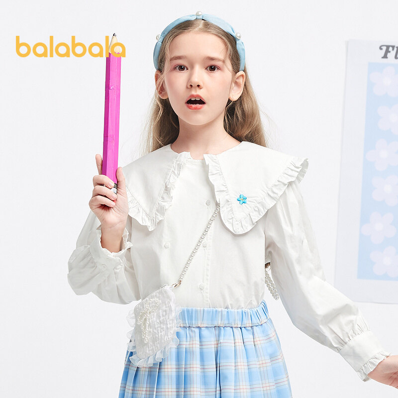 balabala Toddler Girl Long Sleeve Shirt Autumn Long Sleeve Top Comfortable Cotton Sweet Puff Sleeves Blouse ราคา 424 บาท*ส่งฟรี