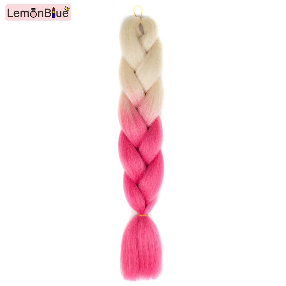 Gambar LemonBlue Fashion Women Wigs Sexy 60cm Long Braided Braid Ombre Color Cosplay Hair Wig For Ladies Girl Gifts 32