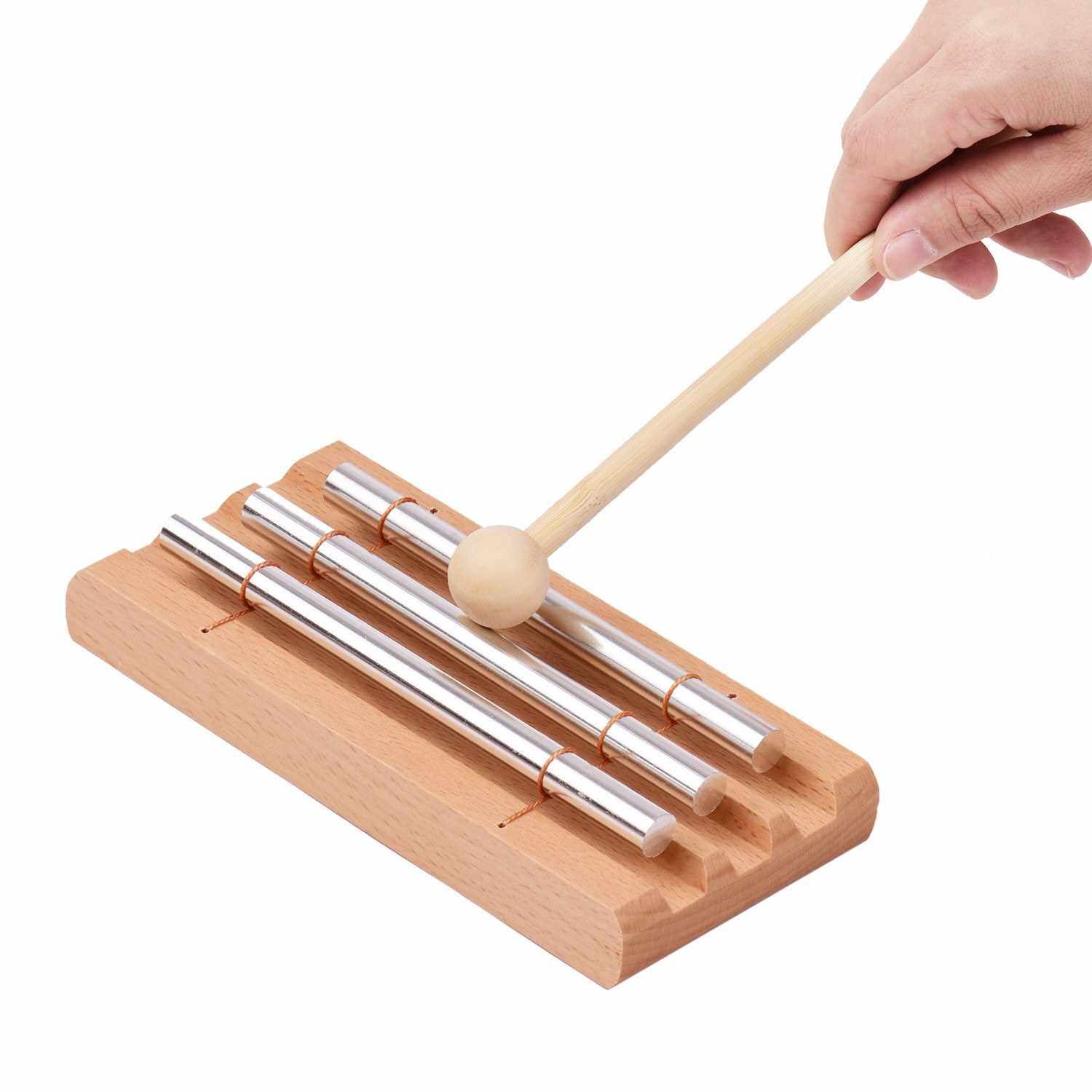 2-Tone Wooden Chimes With Mallet Percussion Instrument For Prayer Yoga