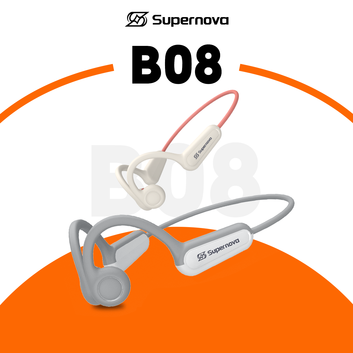 Supernova B08 Tai nghe bluetooth 5.4 tai nghe không dây thể thao dẫn truyền âm thanh qua xương tai nghe kèm micro đeo cổ Tai nghe