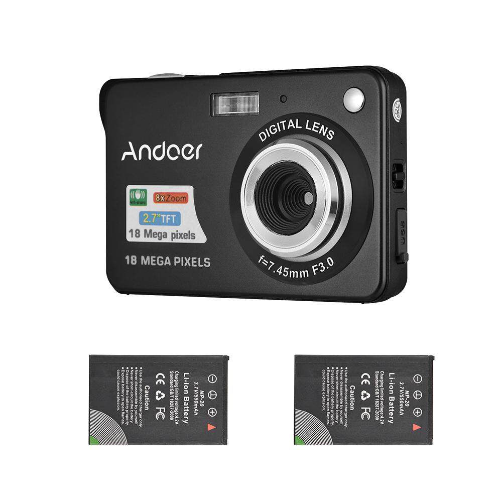 รูปภาพเพิ่มเติมของ Andoer 18 เมตร 720 จุด HD กล้องดิจิตอลกล้องวิดีโอที่มี 2 ชิ้นแบบชาร์จค้างคาว teries 8X ซูมดิจิตอลป้องกันการสั่นไหว 2.7 นิ้วจอแอลซีดีเด็กของขวัญคริสต์มาส